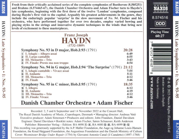 Haydn: Late Symphones, Vol. 1 - Nos. 93-95