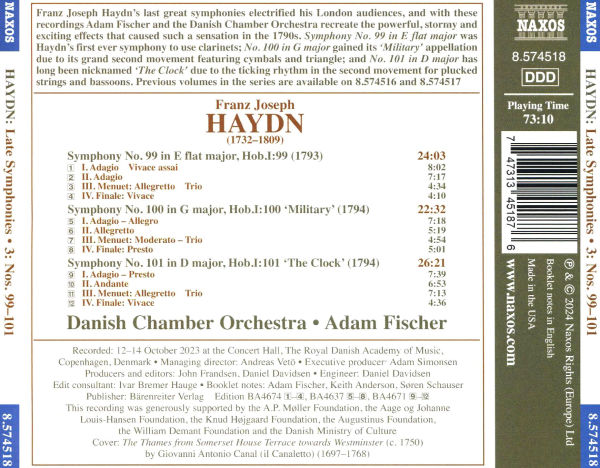 Haydn: Late Symphonies, Vol. 3 - Nos. 99, 100 'Military and 101 'The Clock'
