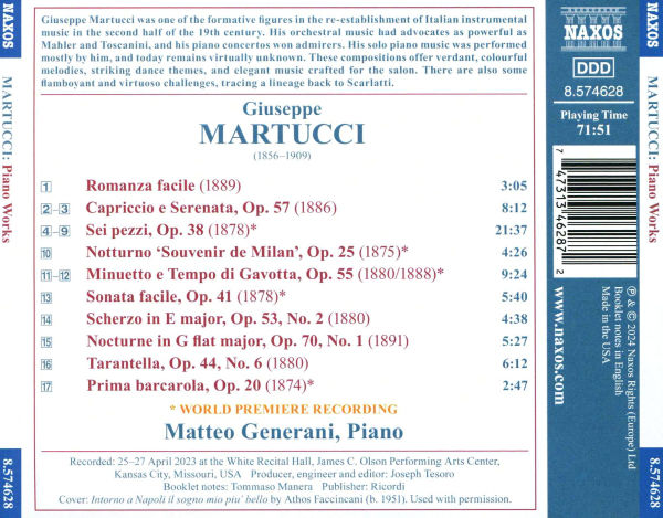 Giuseppe Martucci: Sei pezzi; Capriccio e Serenata; Minuetto e Tempo di Gavotta; Sonata facile