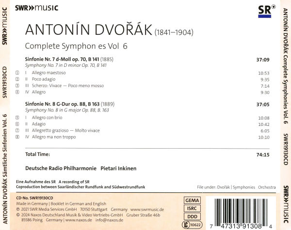 Antonín Dvorák: Symphonies Nos. 7 & 8