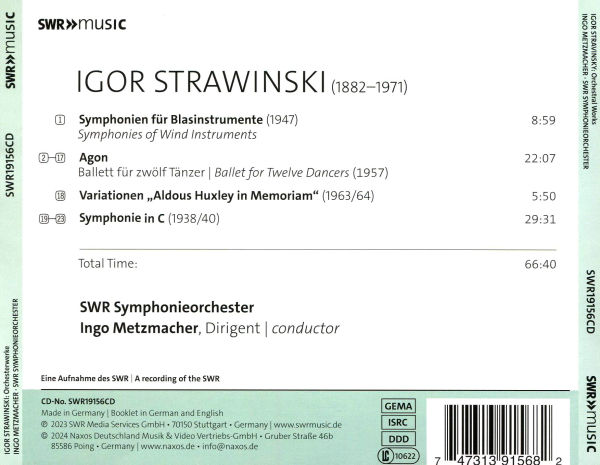Igor Strawinski: Symphonien für Blasinstrumente; Agon; Variationen 'Aldous Huxley in Memoriam'; Symp