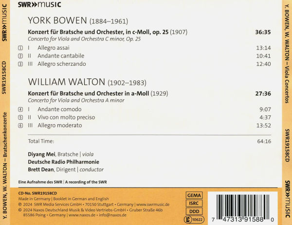 York Bowen, William Walton: Bratschenkonzerte