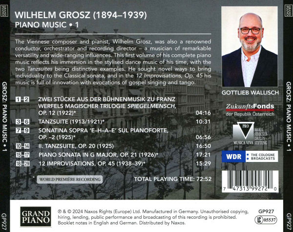 Grosz: Piano Music, Vol. 1