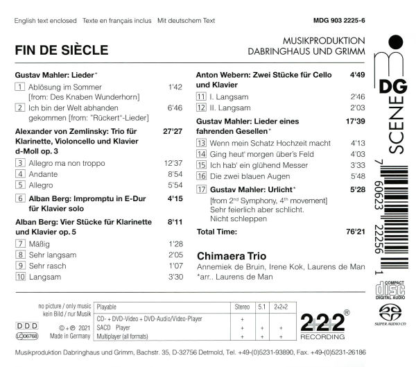 Berg, Mahler, Webern, Zemlinsky: Fin De Si¿¿cle