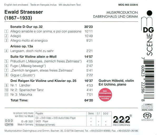 Ewald Straesser: Sonata Op. 32; Suite; 3 Reigen Op. 25