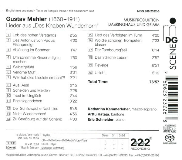Mahler: Lieder aus Des Knabel Wunderhorn