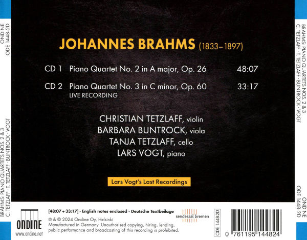 Brahms: Piano Quartets Nos. 2 & 3