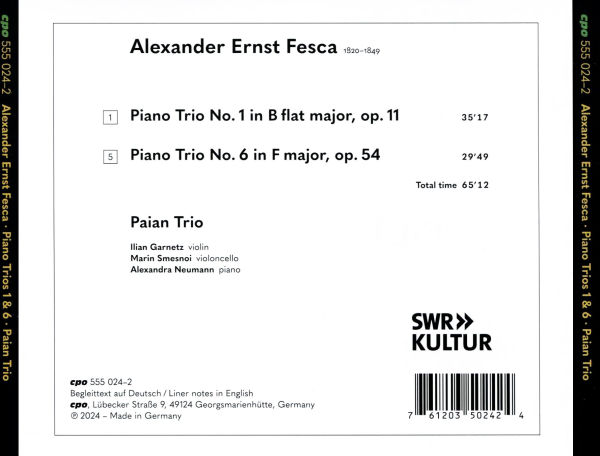 Alexander Ernst Fesca: Piano Trios 1 & 6