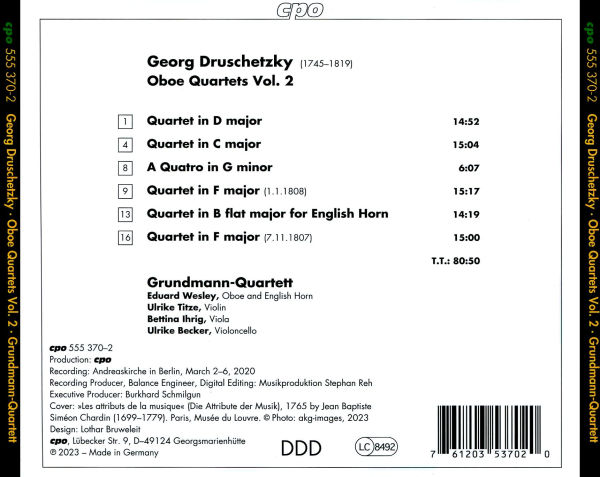 Georg Druschetzky: Oboe Quartets, Vol. 2