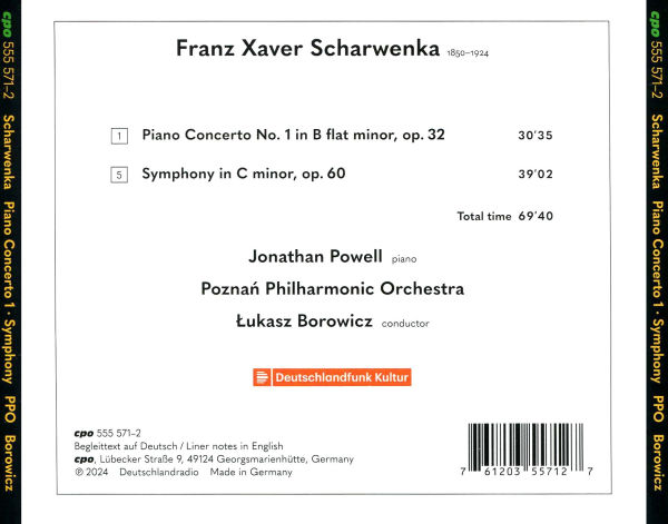 Franz Xaver Scharwenka: Piano Concerto No. 1; Symphony C minor