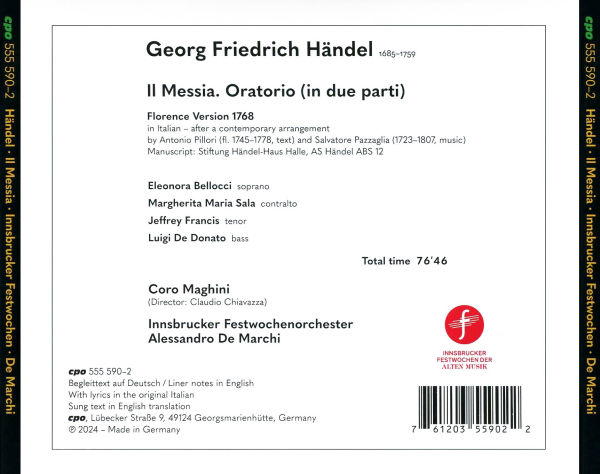 Georg Friedrich Händel: Il Messia - Florence Version 1768