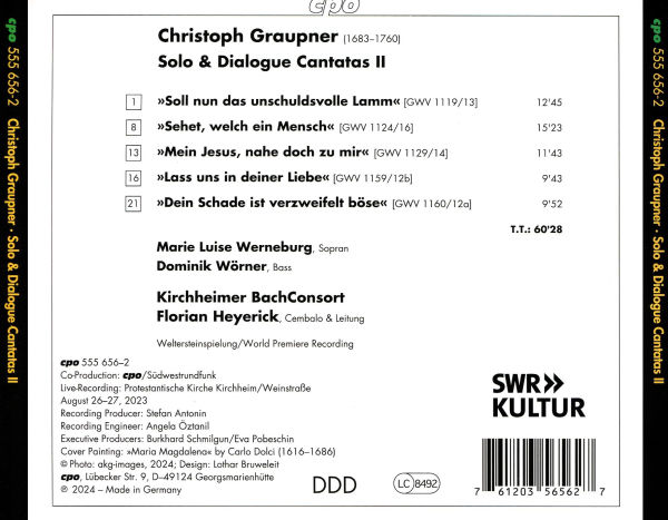 Christoph Graupner: Mein Jesus, nahe doch zu mir - Solo & Dialog Kantaten II