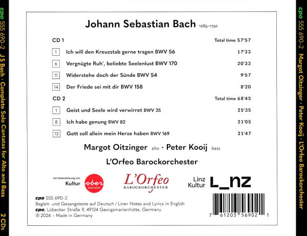 Johann Sebastian Bach: Complete Solo Cantatas for Alto and Bass