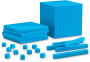 LEARNING RESOURCES LER0930 BASE TEN STARTER SET PLASTIC BLUE-100 UNITS 30 RODS 10 FLATS 1 CUBE