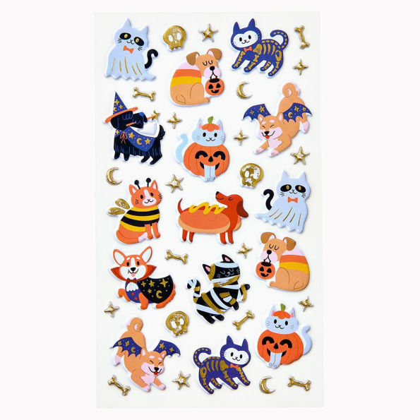 Cat and Dog in Costumes Sticker Sheet