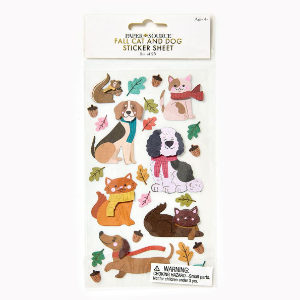 Fall Cat and Dogs with Sticker Sheet