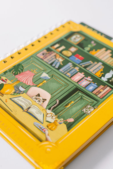 Cat Library Undated Weekly Medium Spiral Planner