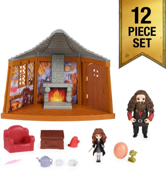 Wizarding World Harry Potter, Magical Minis Hagrid's Hut Playset with 2 Figures and 9 Doll Accessories, Kids Toys for Ages 6 and up