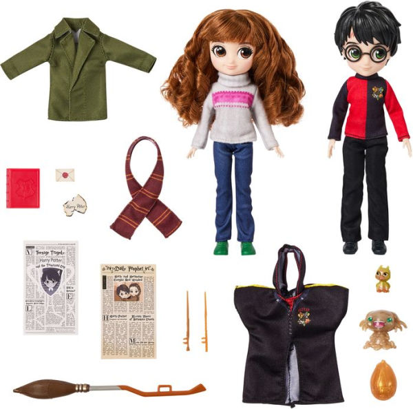 Wizarding World Harry Potter, 8-inch Harry Potter & Hermione Granger Dolls & Accessories Gift Set, over 20 Pieces, Kids Toys for Ages 6 and up