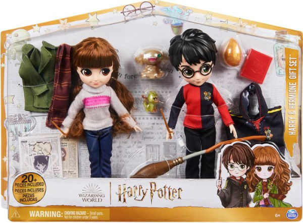 Wizarding World Harry Potter, 8-inch Harry Potter & Hermione Granger Dolls & Accessories Gift Set, over 20 Pieces, Kids Toys for Ages 6 and up