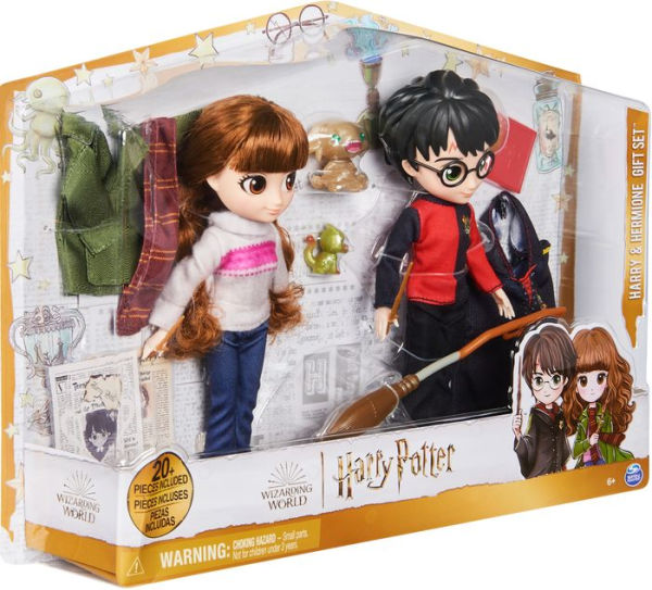 Wizarding World Harry Potter, 8-inch Harry Potter & Hermione Granger Dolls & Accessories Gift Set, over 20 Pieces, Kids Toys for Ages 6 and up