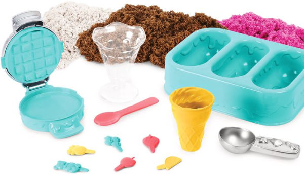 Kinetic Sand Scents, Ice Cream Treats Playset with 3 Colors of All-Natural Scented Play Sand and 6 Serving Tools, Sensory Toys for Kids Ages 3 and up