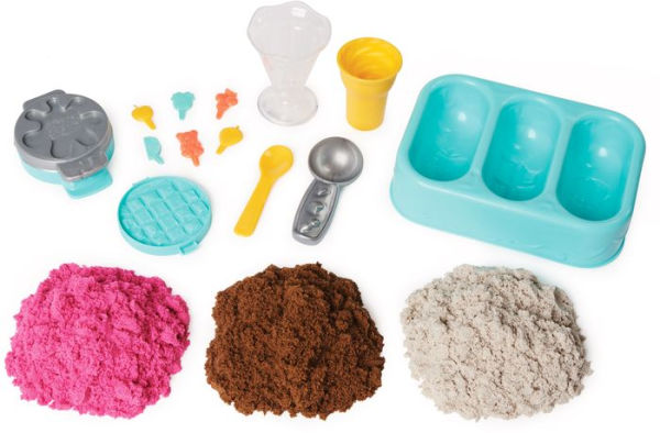 Kinetic Sand Scents, Ice Cream Treats Playset with 3 Colors of All-Natural Scented Play Sand and 6 Serving Tools, Sensory Toys for Kids Ages 3 and up