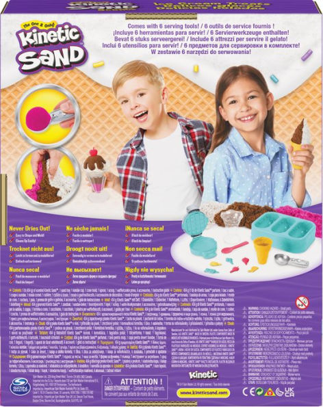 Kinetic Sand Scents, Ice Cream Treats Playset with 3 Colors of All-Natural Scented Play Sand and 6 Serving Tools, Sensory Toys for Kids Ages 3 and up