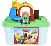 Alternative view 1 of Mighty Express, Farm Station Adventure Bucket and 11-Piece Train Track Set with Exclusive Farmer Faye Toy Train