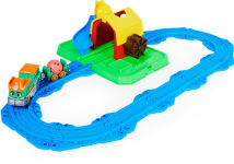 Alternative view 6 of Mighty Express, Farm Station Adventure Bucket and 11-Piece Train Track Set with Exclusive Farmer Faye Toy Train