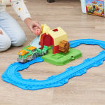Alternative view 7 of Mighty Express, Farm Station Adventure Bucket and 11-Piece Train Track Set with Exclusive Farmer Faye Toy Train