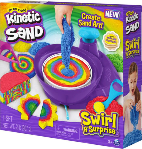 set of 4 kinetic sand, 300 g each, colorful, with sand molds and tools -  PEARL
