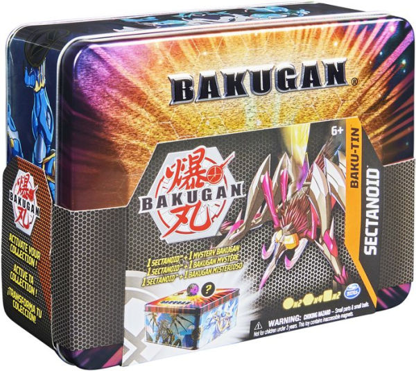 Bakugan Baku-Tin, Sectanoid, Premium Collector's Storage Tin with Mystery Bakugan, Trading Cards, Kids Toys for Boys Aged 6 and up