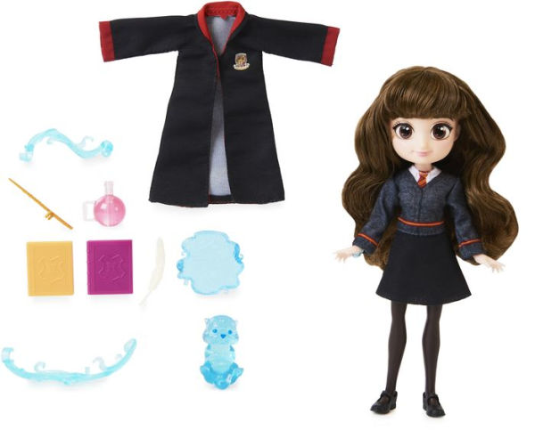 Wizarding World Harry Potter, 8-inch Hermione Granger Light-up Patronus Doll with 7 Doll Accessories and Hogwarts Robe, Kids Toys for Ages 5 and up