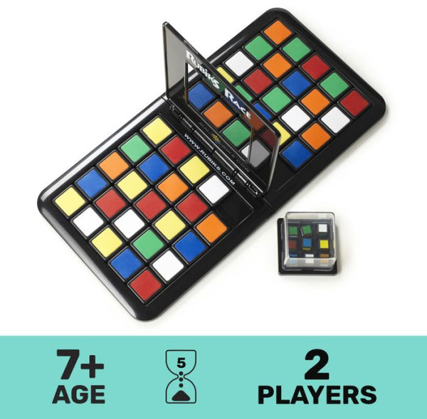 Rubik's Race, Classic Fast-Paced Strategy Sequence Brain Teaser Travel Board Game Two-Player Speed Solving Face-Off, for Adults & Kids Ages 8 and up