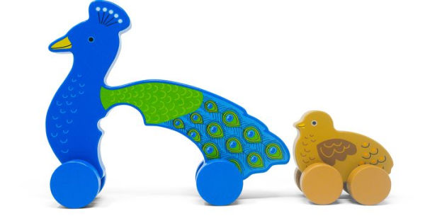 Big & Little Peacock Wooden Roller Toys