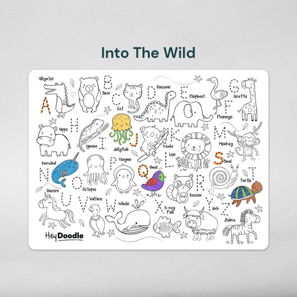 Into The Wild - Reusable silicone A3 mat: A to Z Animals