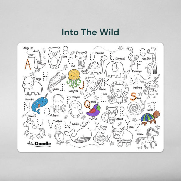 Into The Wild - Reusable silicone A3 mat: A to Z Animals