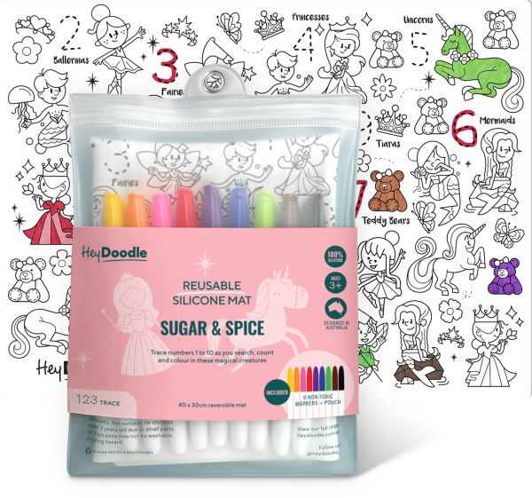 Sugar & Spice Reusable Silicone Colouring Placemat by HeyDoodle