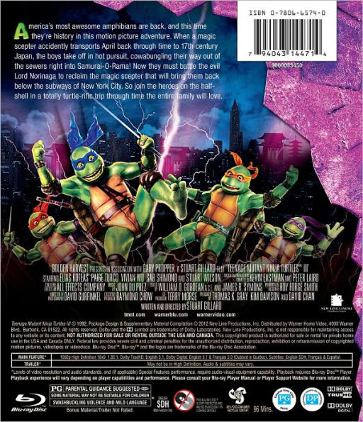 Teenage Mutant Ninja Turtles III: Turtles in Time [Blu-ray]