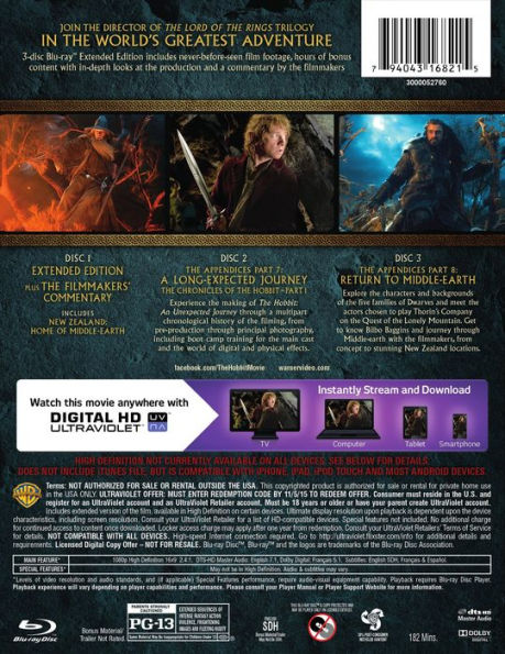 The Hobbit: An Unexpected Journey [Extended Edition] [Blu-ray] by Peter  Jackson, Peter Jackson, Blu-ray