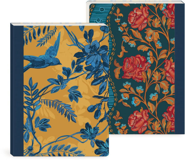 Bird Toile Floral Fabric Spine Journal
