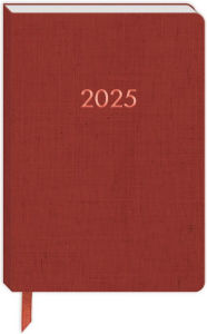 Title: 2024-2025 Red Linen Bookcloth Weekly Pocket Planner 18 Month