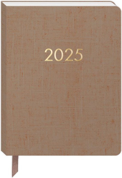 2024-2025 Oatmeal Bookcloth Large Monthly Desk Planner 18 Month