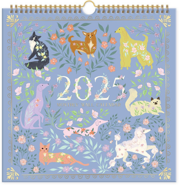 2025 Flower Pets Wall Calendar