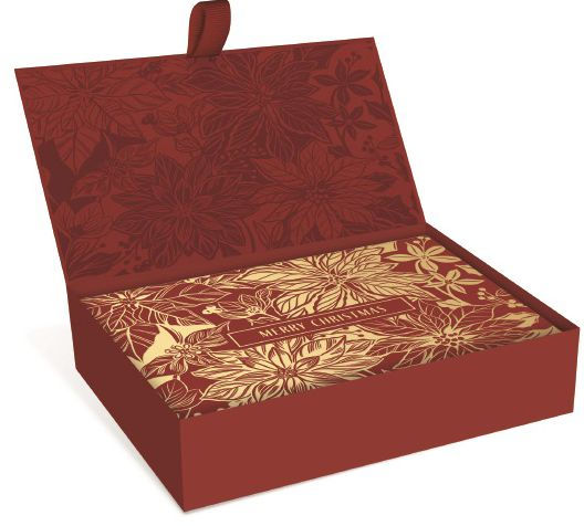 Golden Botanicals Poinsettia Holiday Boxed Cards