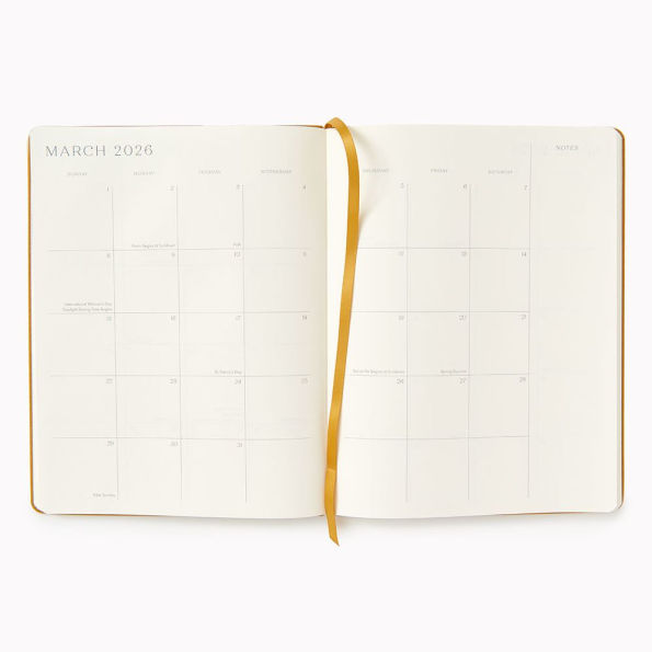 2025-2026 Paper Source Mustard Bookcloth 17-Month Monthly Desk Planner