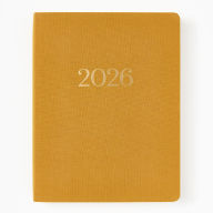 Title: 2025-2026 Paper Source Mustard Bookcloth 17-Month Weekly Desk Planner