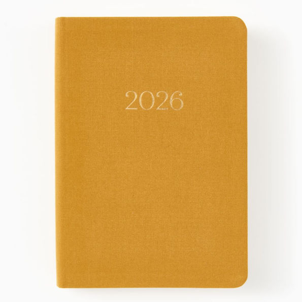 2025-2026 Paper Source Mustard Bookcloth 17-Month Weekly Pocket Planner