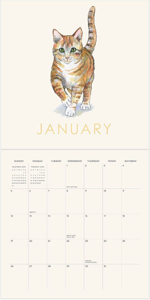 2026 Watercolor Pets Wall Calendar - Exclusive